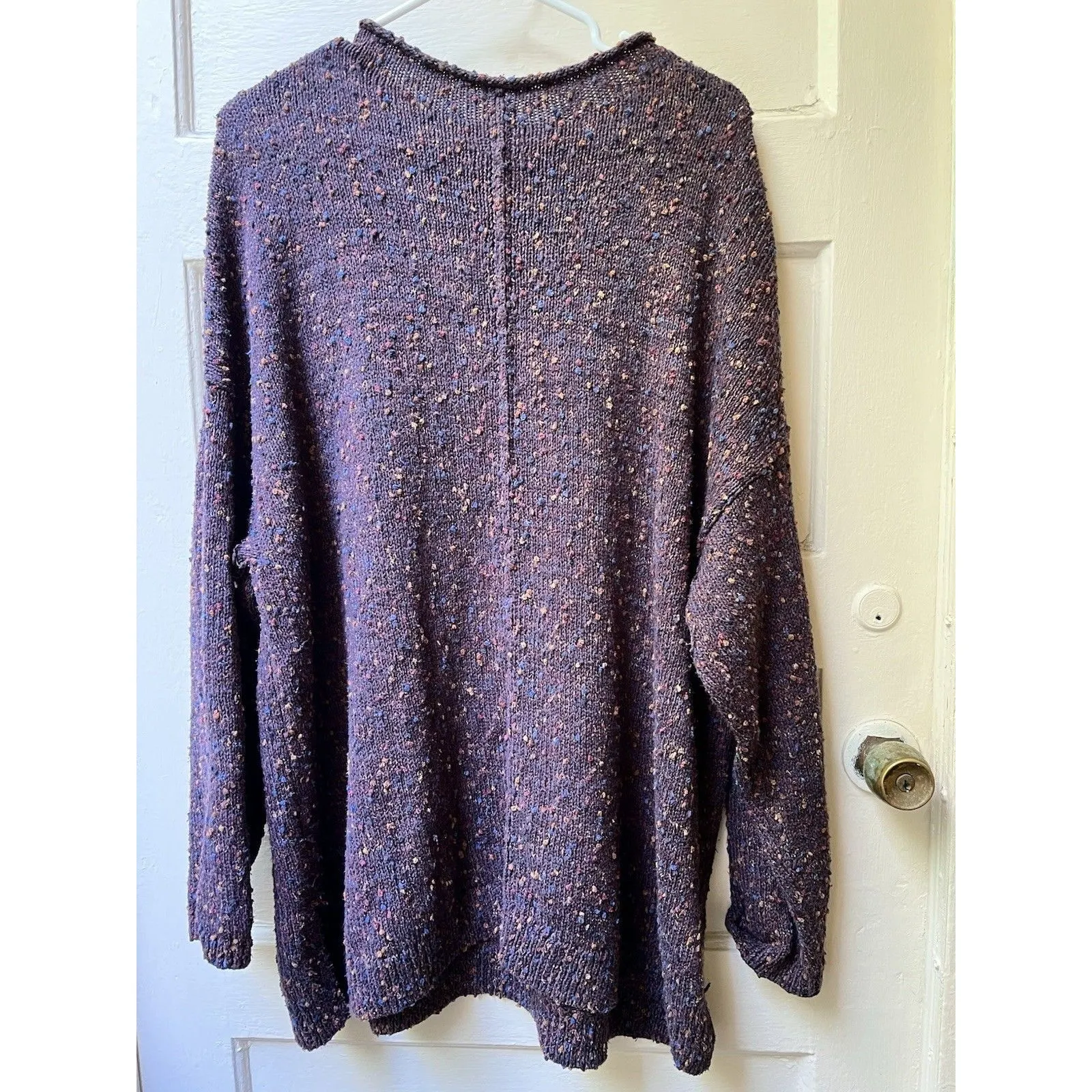 90s J Jill speckled confetti Sweater 2X Nubby Bohemian Chunky lagenlook purple - Image 2