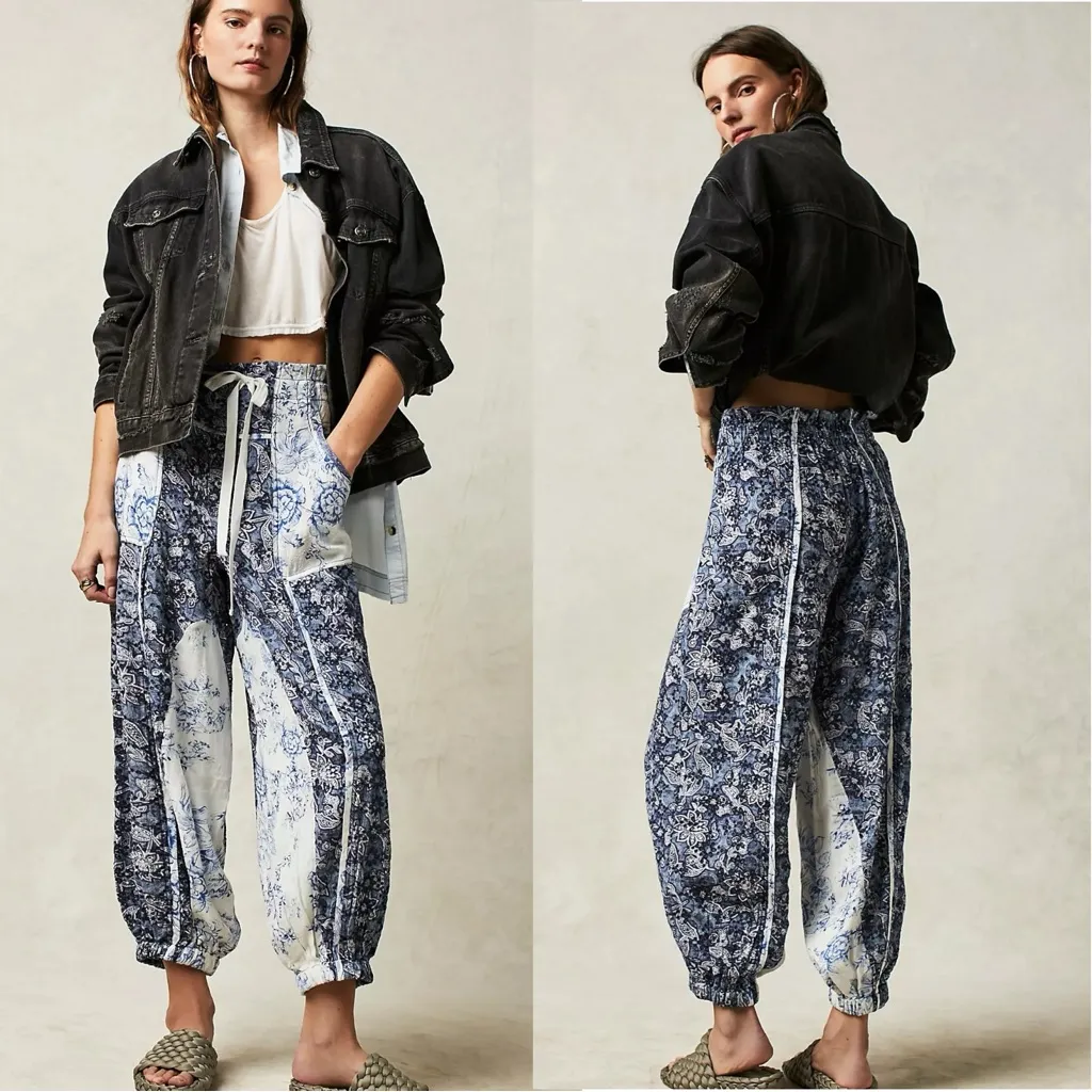 Free People Bohemian Cottage Embroidered Floral Sweet It Is Wide Leg Pants Large - Image 3