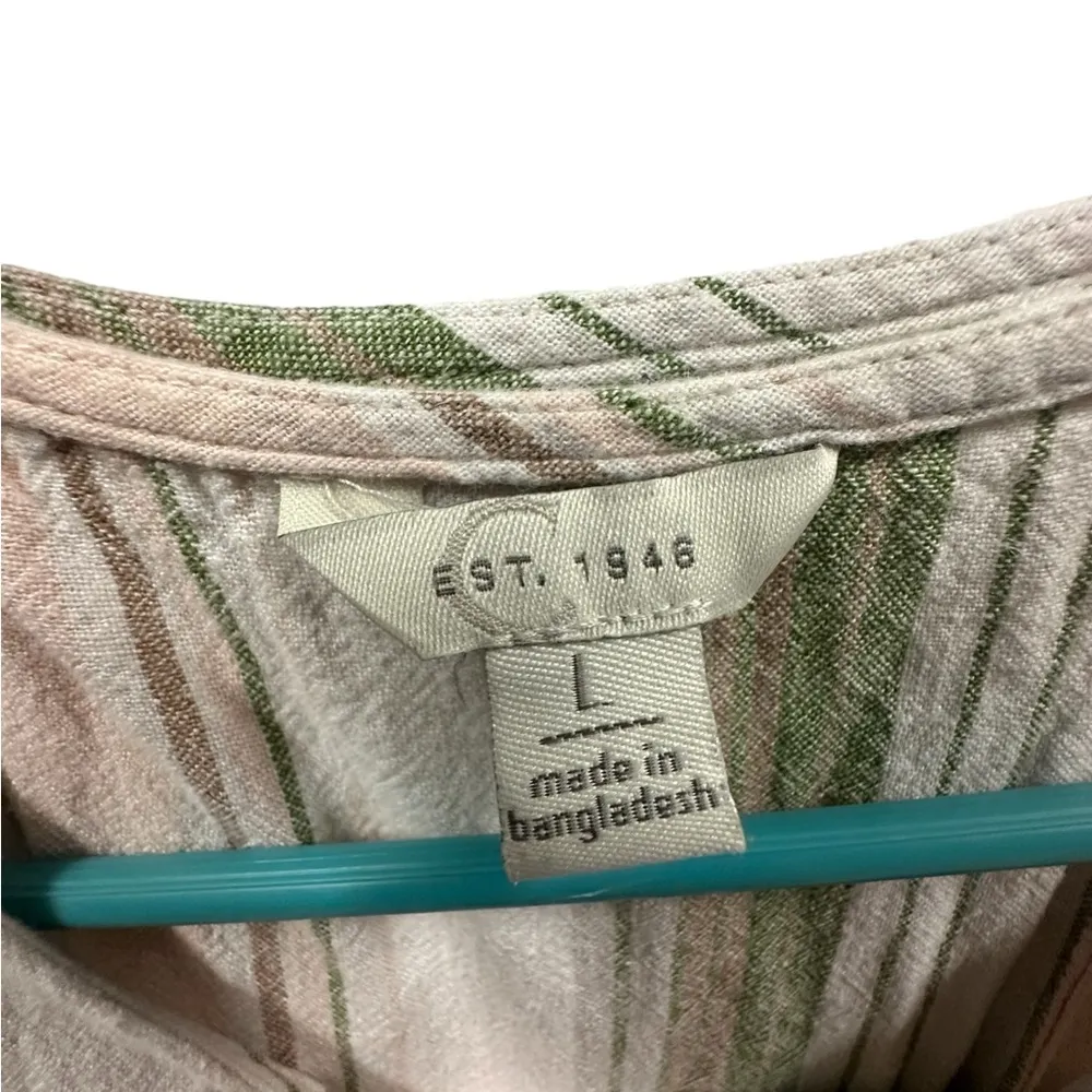 Linen Blend est 1946 Sleeveless Crossover Keyhole Back Slit Front Dress Womens L - Image 10