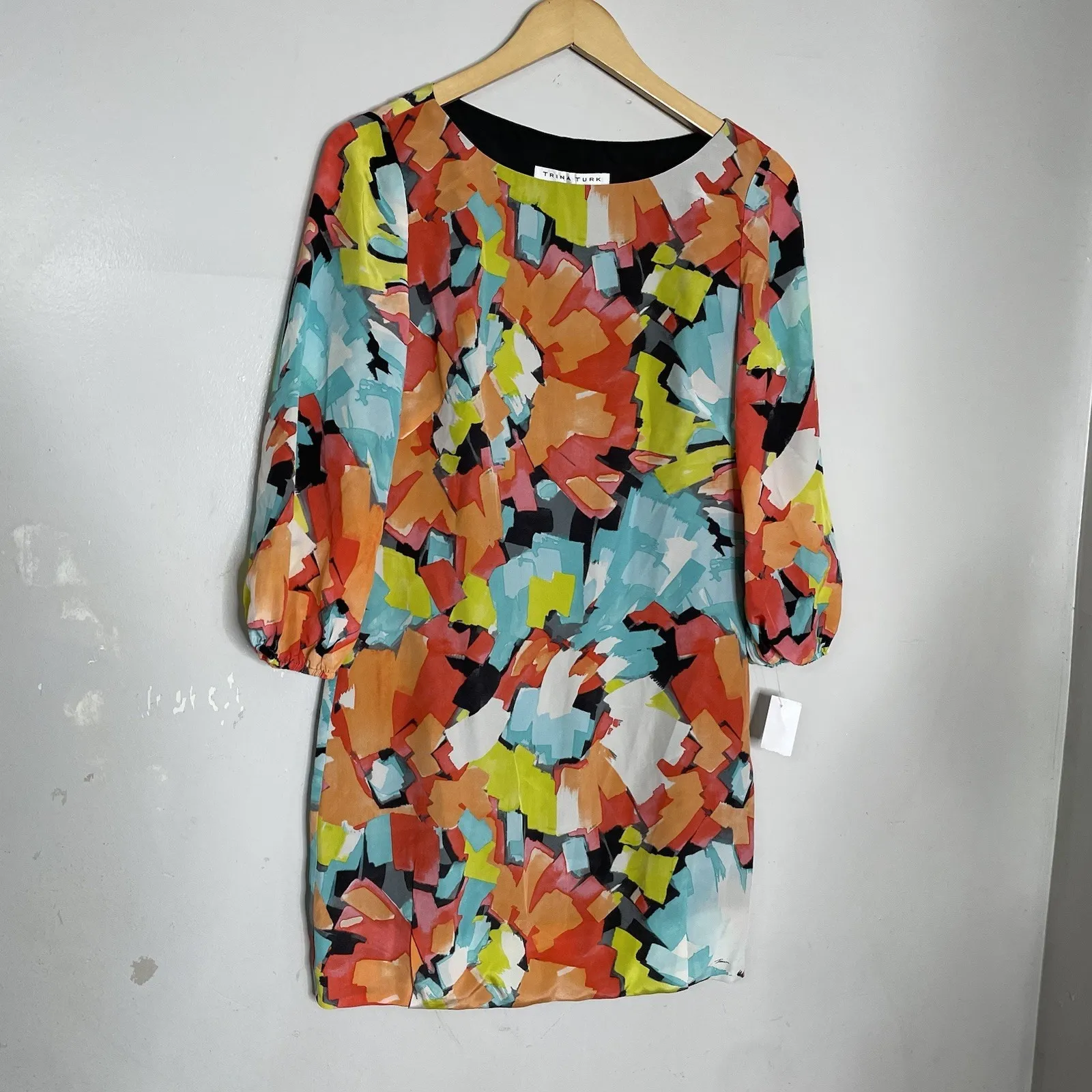 Trina Turk Kerry Silk Abstract Watercolor Dress‎ Size 2 - Image 2