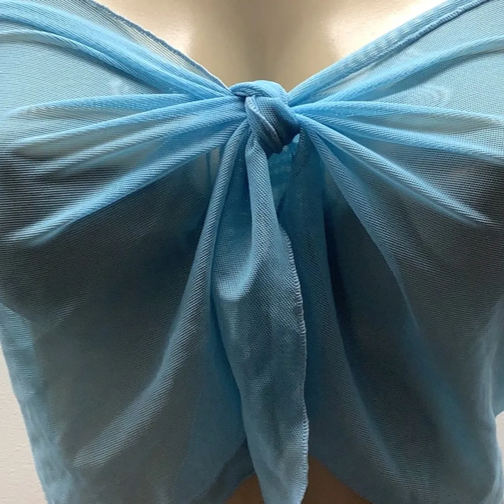 Zuliana Light Blue Mesh Short Sarong. Made in USA. Size undefined - Image 2
