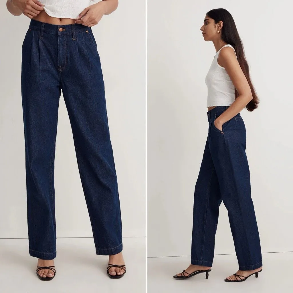 Madewell NWT Baggy Straight Jeans in Woodham Wash: Pleated Edition Size 26 - Image 5