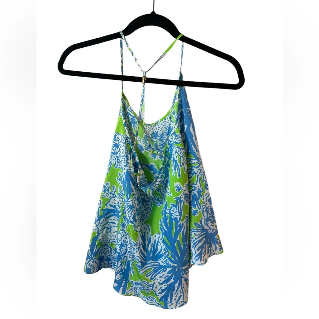 Lilly Pulitzer 100% silk tank in Green/blue/white size XXS. Preppy Travel  Vacay - Image 2