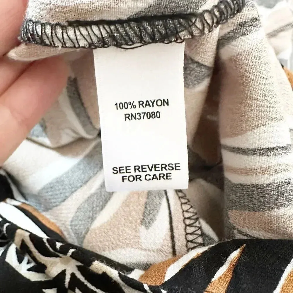 CATO‎ Size S Abstract Brown Black Floral Shift Maxi Dress Square Neckline - Image 6