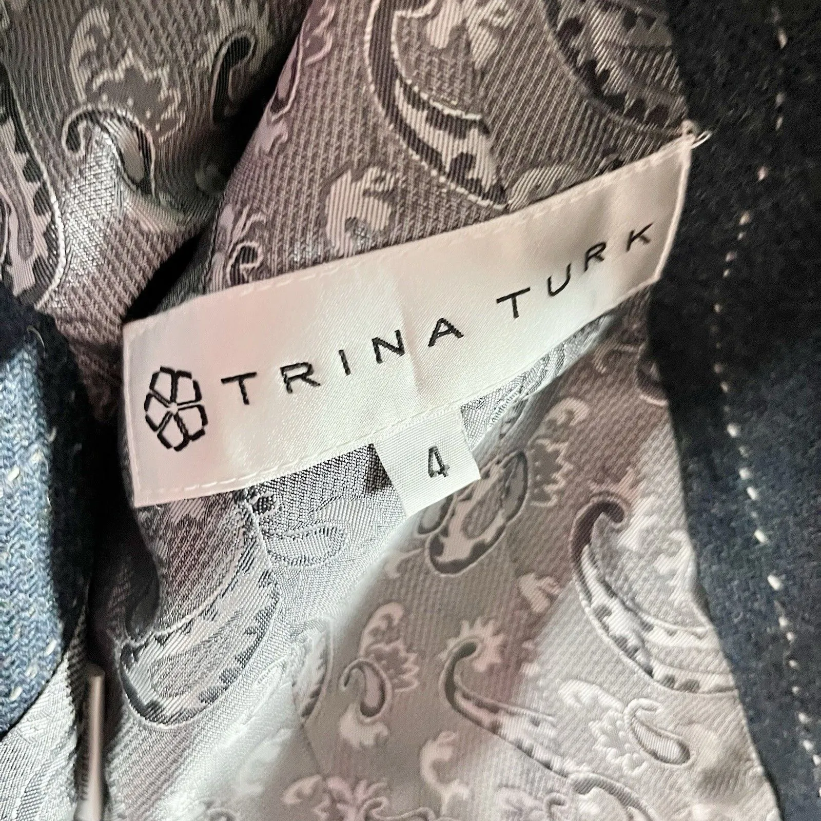 Trina Turk Wool Blend Blazer Suit Jacket Size 8 Paisley Lining Made In US - Image 5
