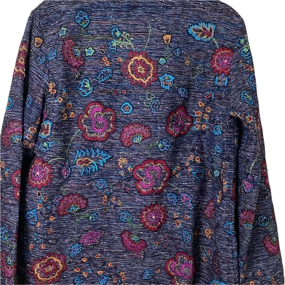 Vintage Chicos Design Silk Blend Embroidered Button Down Jacket Size 1 Medium - Image 6