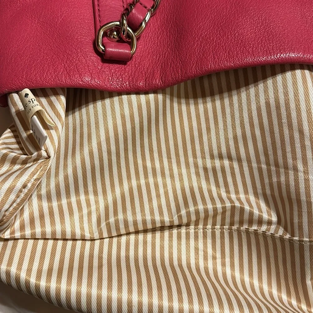 Kate Spade Cobble Hill Andee Fushia Leather Satchel w/ Goldtone Chain Straps - Image 6