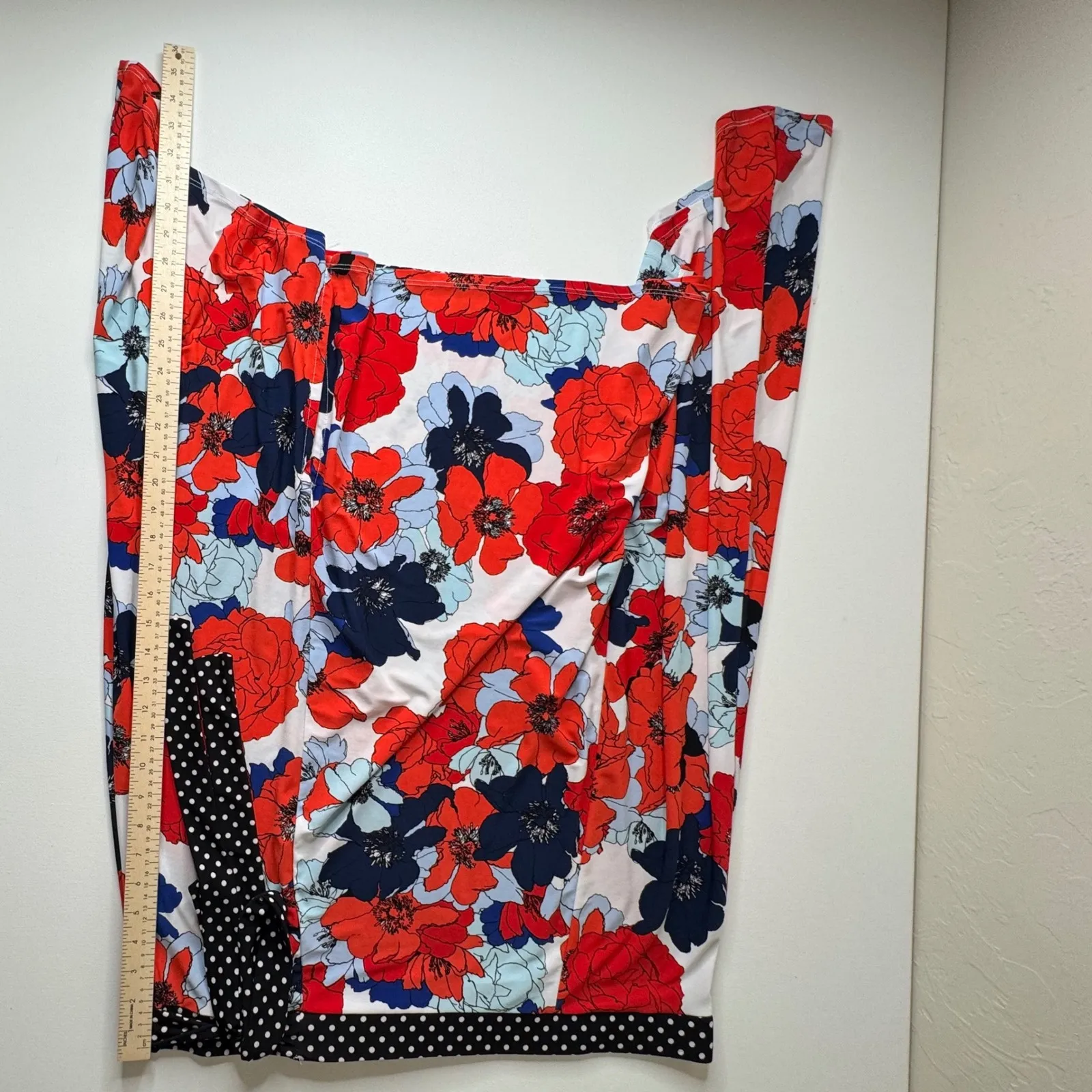 Westport Woman Floral Polka Dot Midi‎ Skirt Size 2X Tie Waist Bloomcore Stretch - Image 8