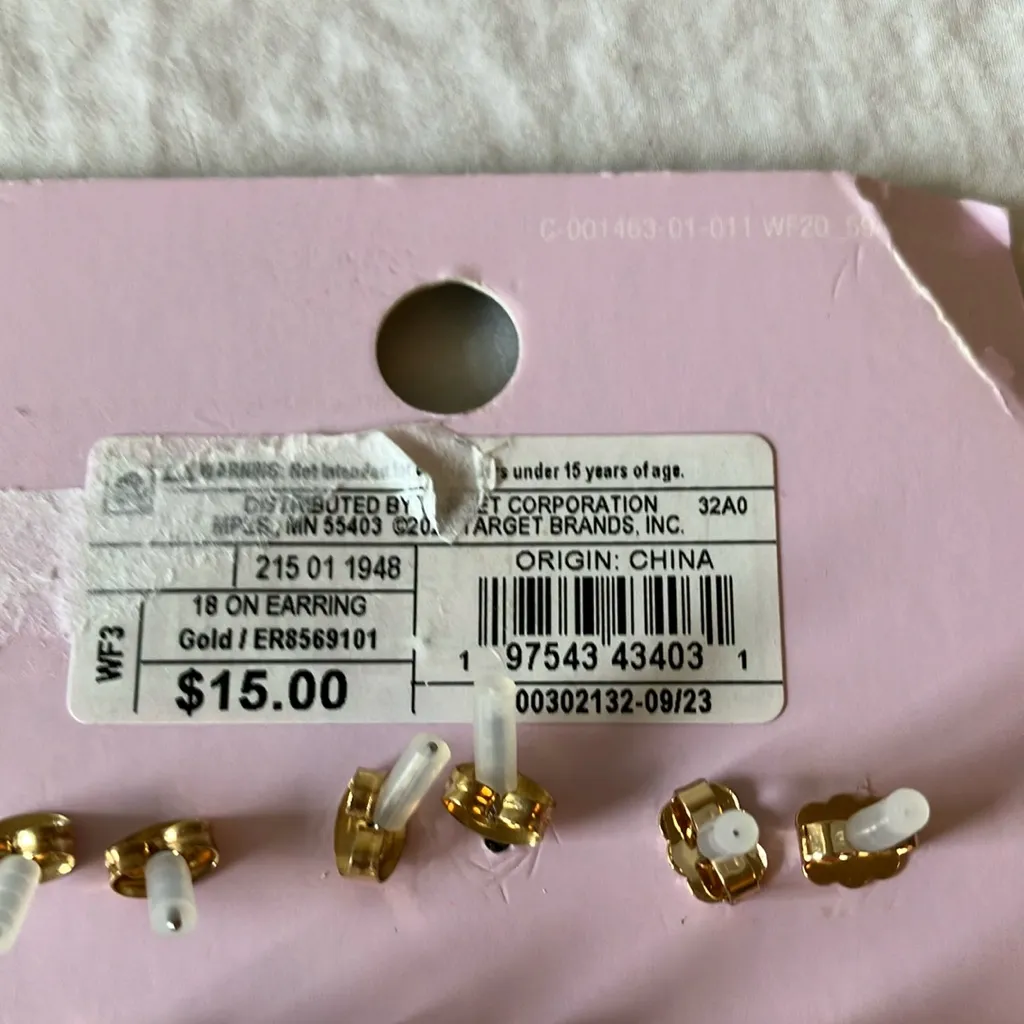 Wild Fable: Gold Tone/Faux Pearl Earring Set- 18 pairs- Nickel Free - Image 3