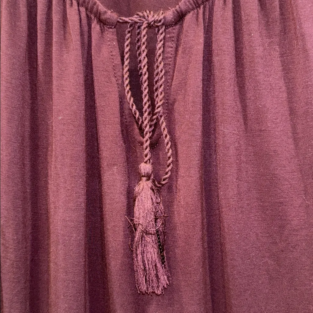 INC BRAND…MAROON COLOR BLOUSE VELVET DESIGN ON CUFF OF SLEEVES TIE CLOSURE Red Size L - Image 7