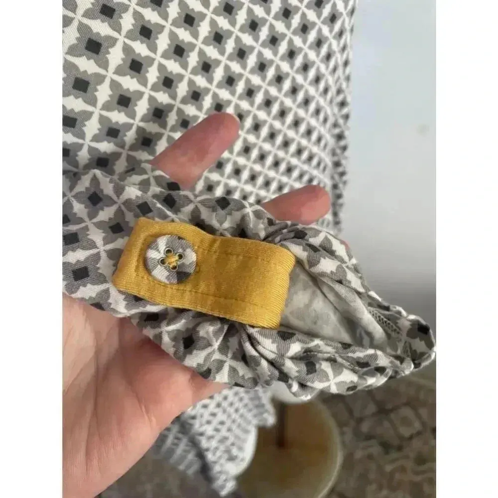 Women's Matilda Jane Grey and Yellow Geometric Print‎ 3/4 Sleeve Top Small 0306 - Image 6