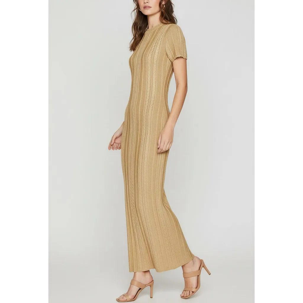 SHOW ME YOUR MUMU Valleta Knit Midi Dress, Gold Shimmer, Large - Image 2