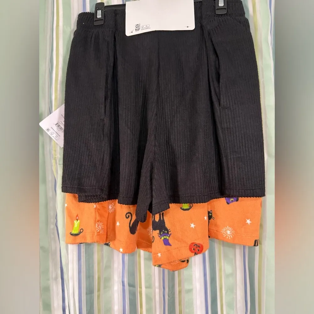 Halloween Spooky 2 Pair Black & Orange Women's Pajama Sleep Lounge Shorts NWT XL - Image 4