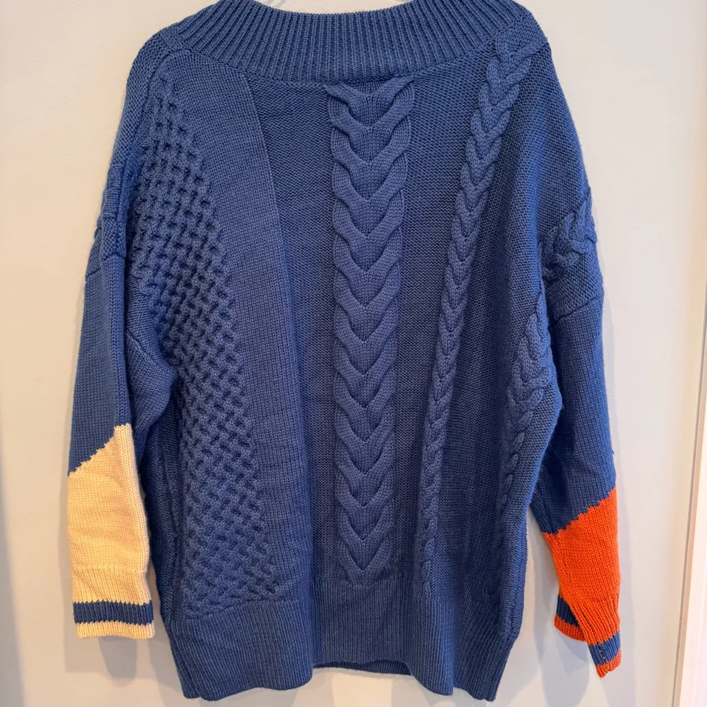 J.ING Heavyweight Oversized Varsity Sweater Size S/M Orange - Image 5