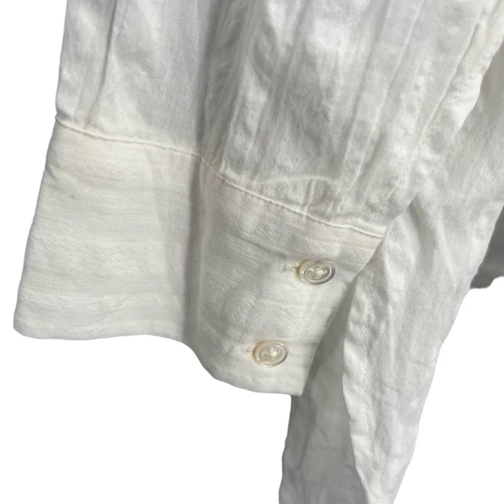Shuttle Notes Womens Button Up Shirt White Textured Vertical Stripes Large (est) - Image 3