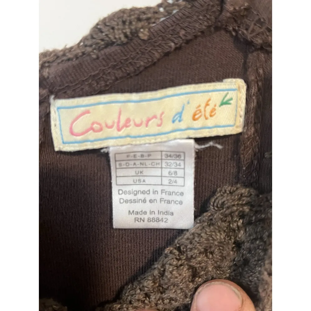 Couleurs D Ete Camisole Tank Top Womens 2/4 Brown Crochet Brest Spaghetti Strap - Image 4