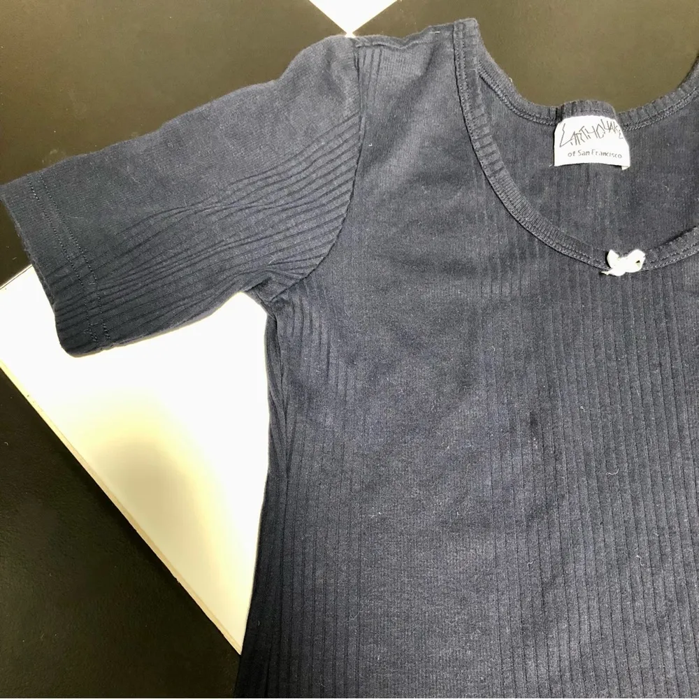 Vintage 90s  Crop Top Baby Tee Rosette Appliqué Ribbed M - Image 8