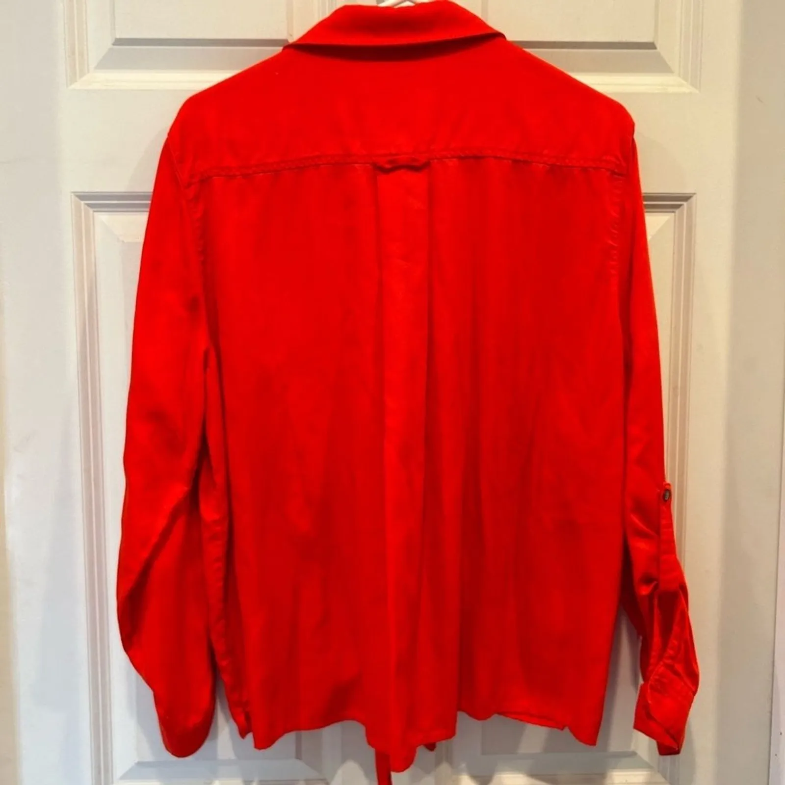 Multiples  Womens Orange Button Down Long Sleeve Tie Front Shirt Lyocell Sz L - Image 8