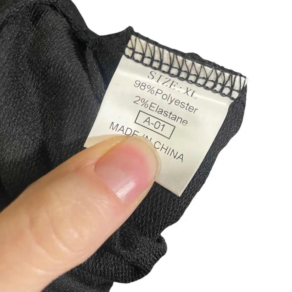 Black XL Crewneck Sweater With Textured Knit Sleeves Polyester Blend - Image 4