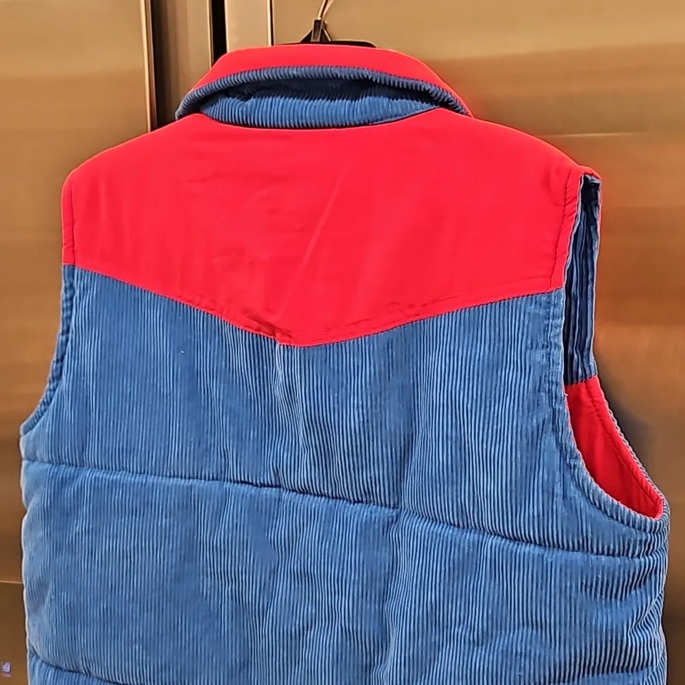 đź’•AVIATOR NATIONđź’• Reversible Sleeveless Corduroy Vest ~ Red & Blue Small - Image 9