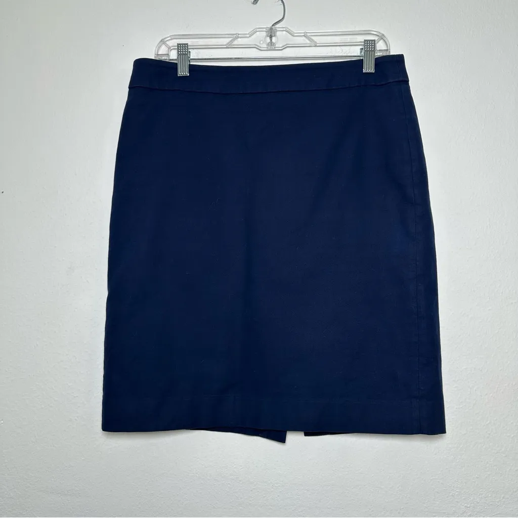 J. Crew 100% Cotton Business Casual Navy Pencil Skirt - Image 3