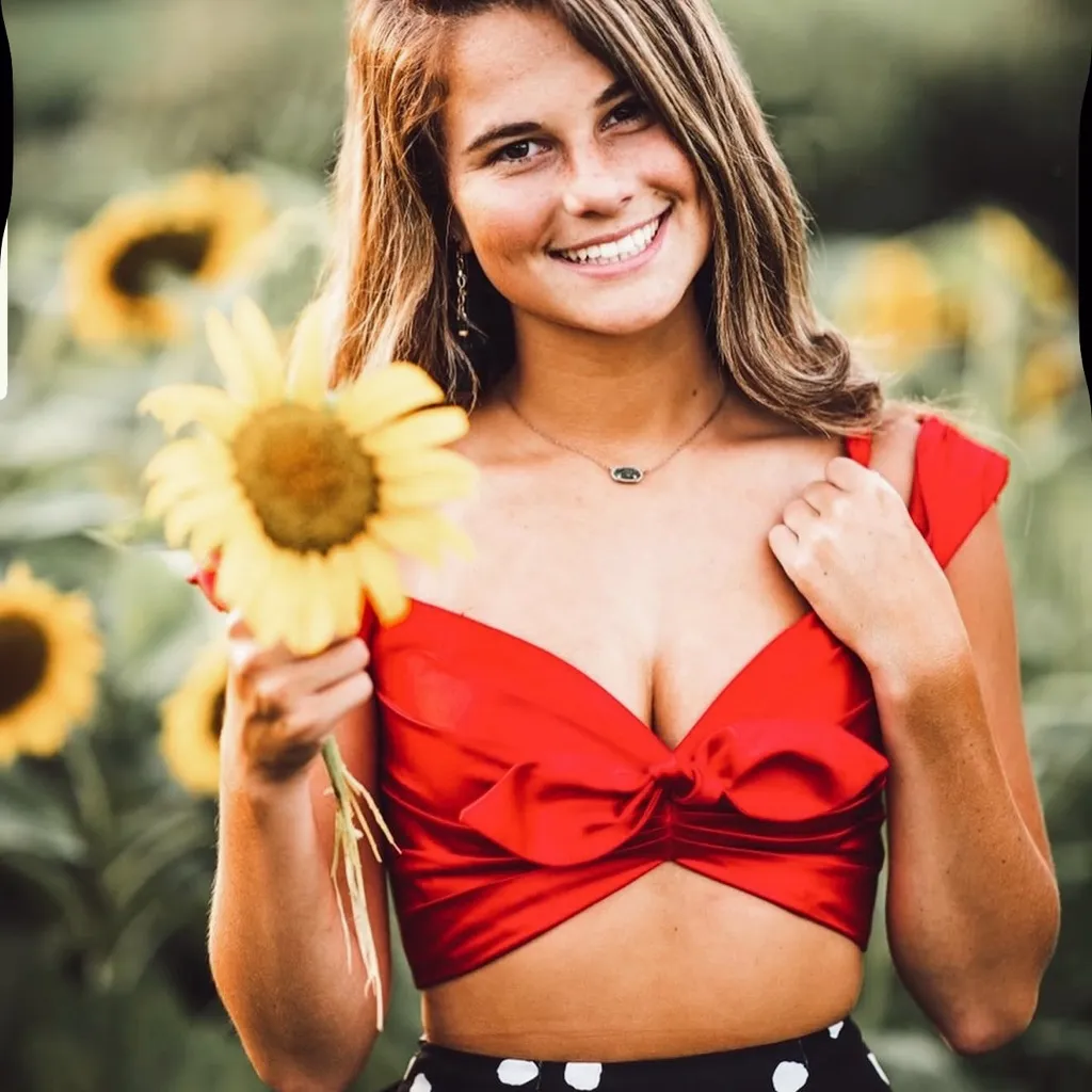Red Top with Black Polka Dot Bottom Prom Dress - Image 5