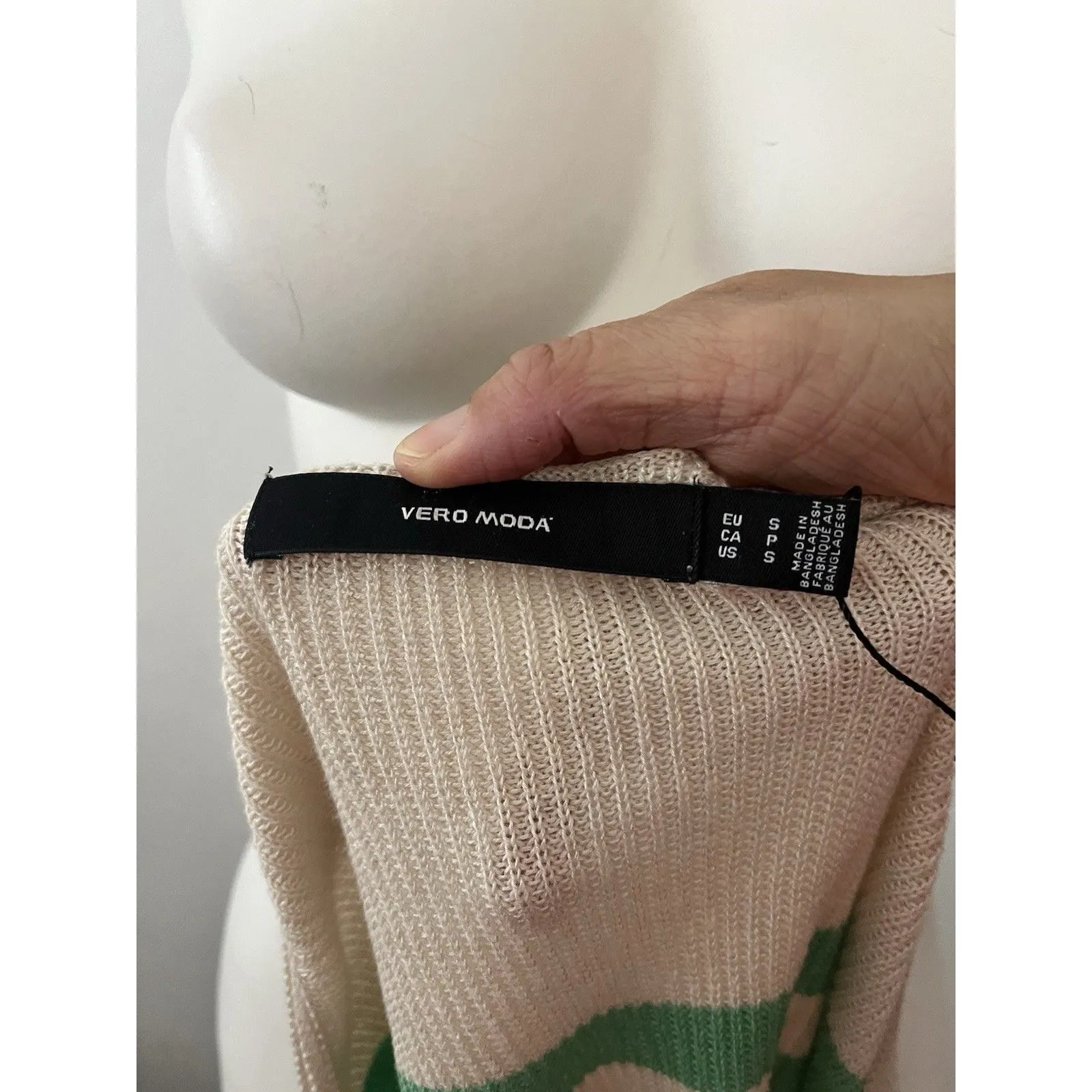 Vero Moda Womens Top M Preppy Stripe Punk Grunge Alternative Green Strappy - Image 3