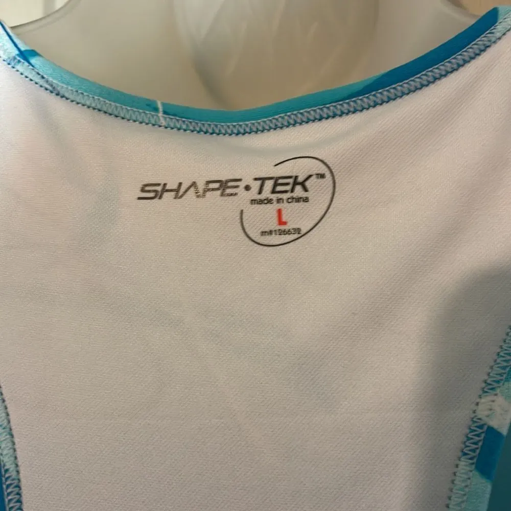 Shape Tek Green White Geometric Lines Racerback Tank Top Padded Shelf Bra Large - Image 14