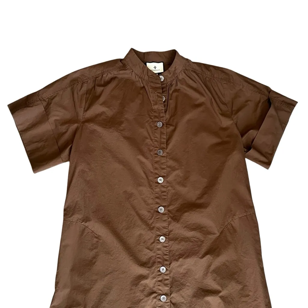 Tuckernuck Women’s Prescott Button Front Brown Cotton Midi Shirt Dress Size XXS - Image 3