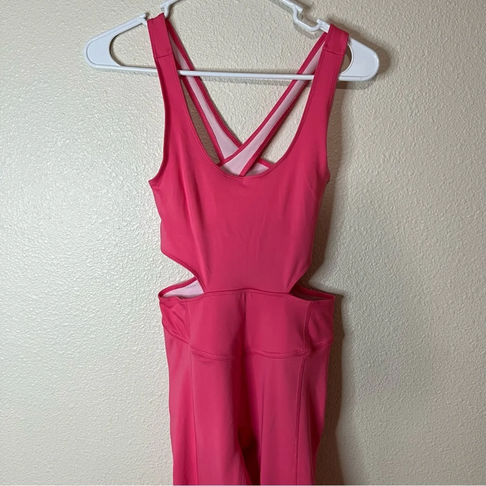 Free People FP movement Rise Pink Back It Up Jumpsuit Bodysuit NEW XS - Image 3