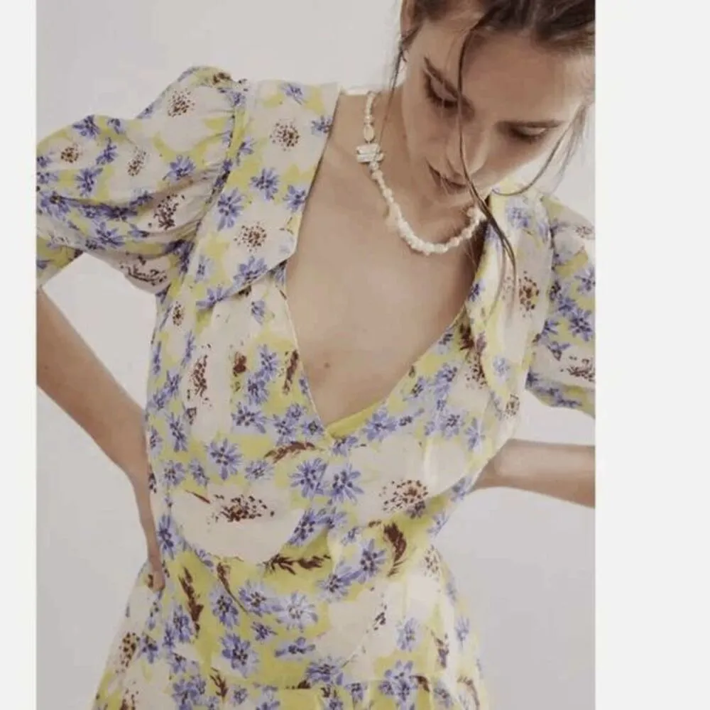 Free People Sugar Crush Floral Mini Dress Yellow Blue Lemon Combo XS NWT - Image 10