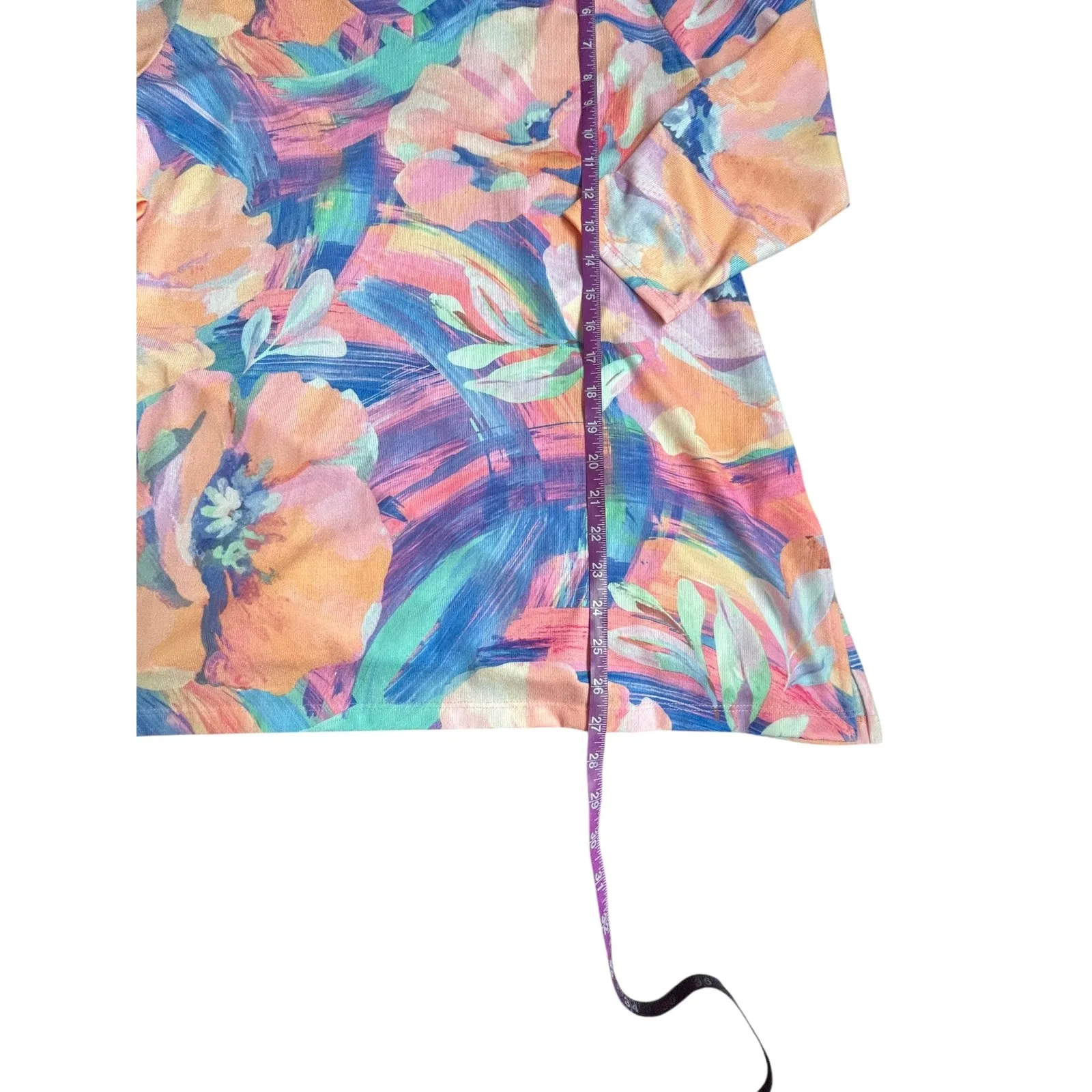 Soft Surroundings V Neck Long Sleeve Abstract Floral Print Top Size Large - Image 3