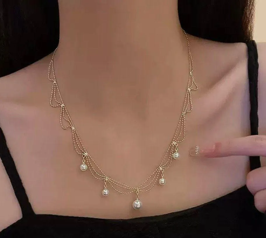 Vintage fashion Gold Plated Pearl Necklace - Image 2