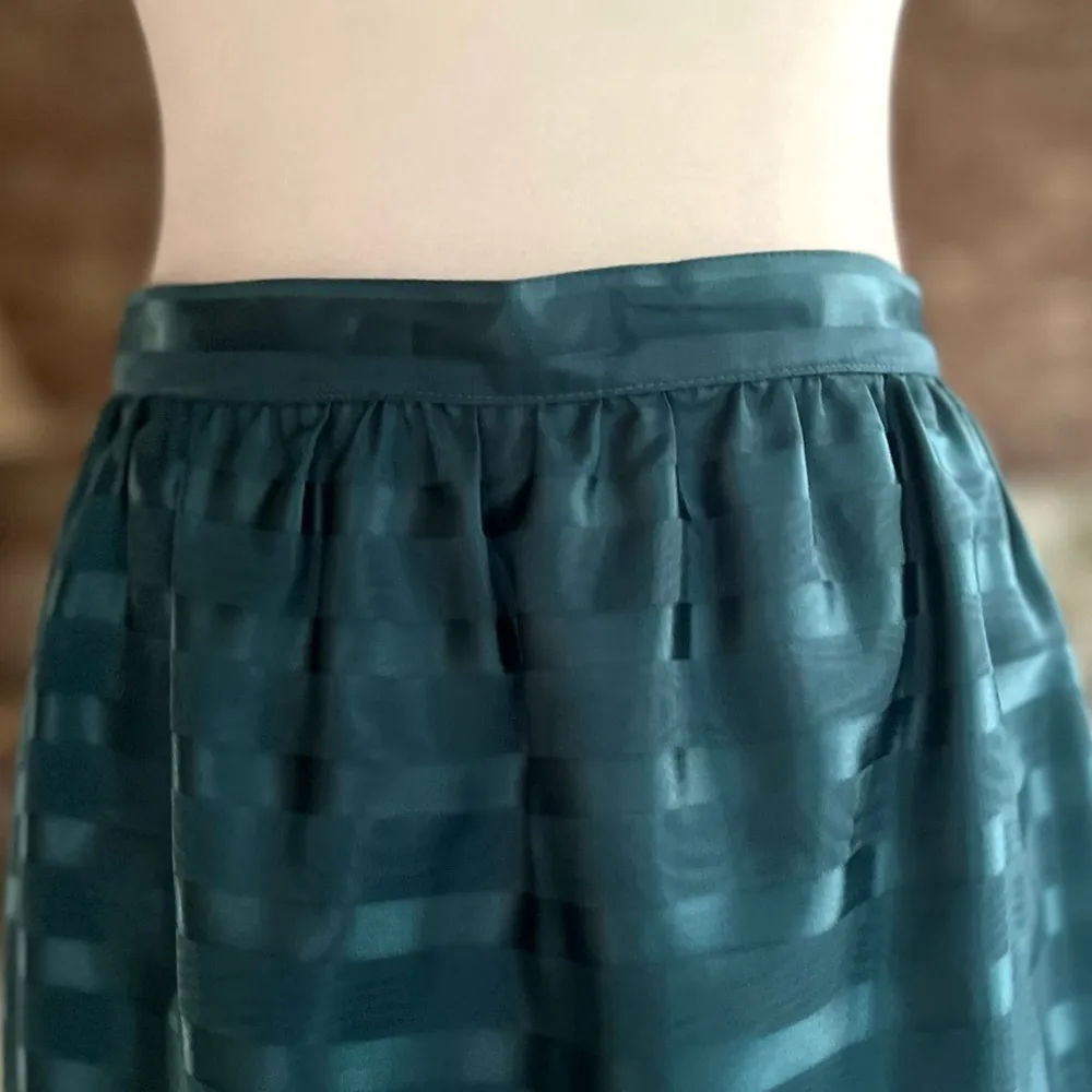 Albert Nipon Skirt Set Vintage 80’s Teal Satin Top& Peplum Skirt 6 Cocktail Chic Blue - Image 15