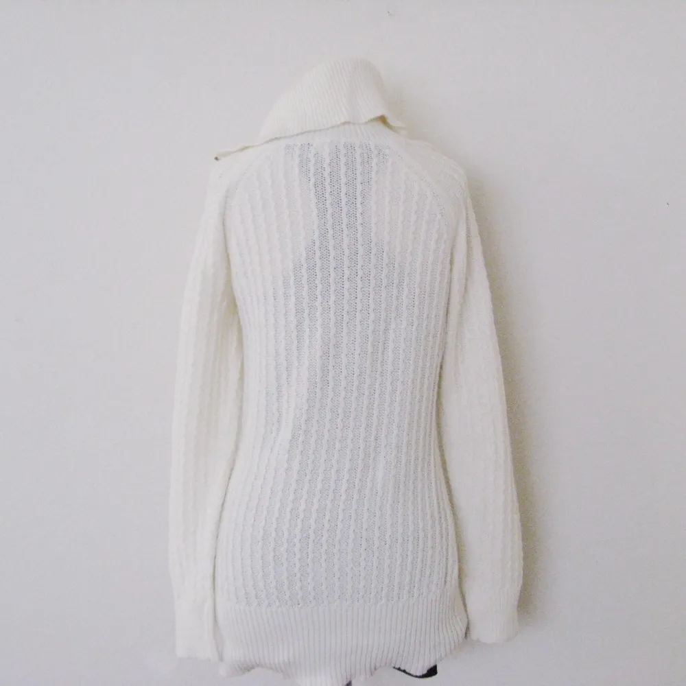 Guess Ivory White Cowl Neck Zip Knit Sweater L - Image 5