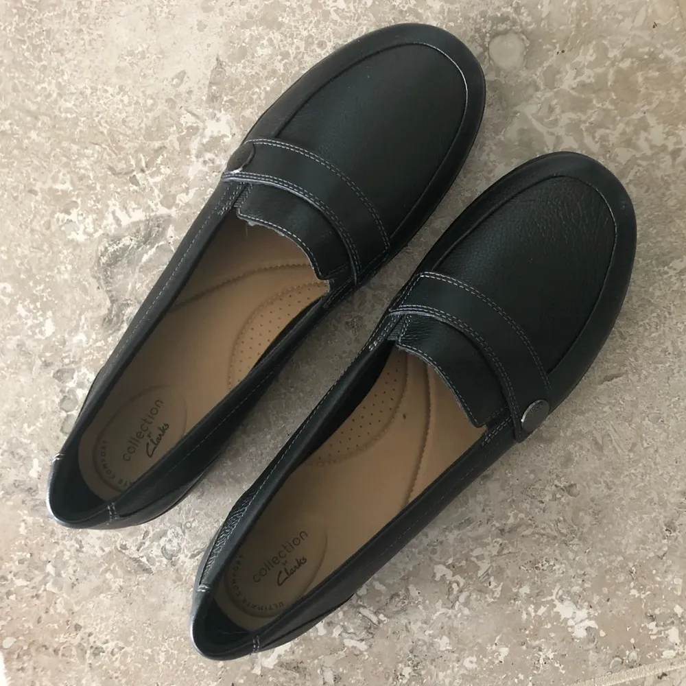 NEW Clarks Loafers Cora Daisy Premium Leather Black Shoes, Size 12M Retail $120 - Image 10