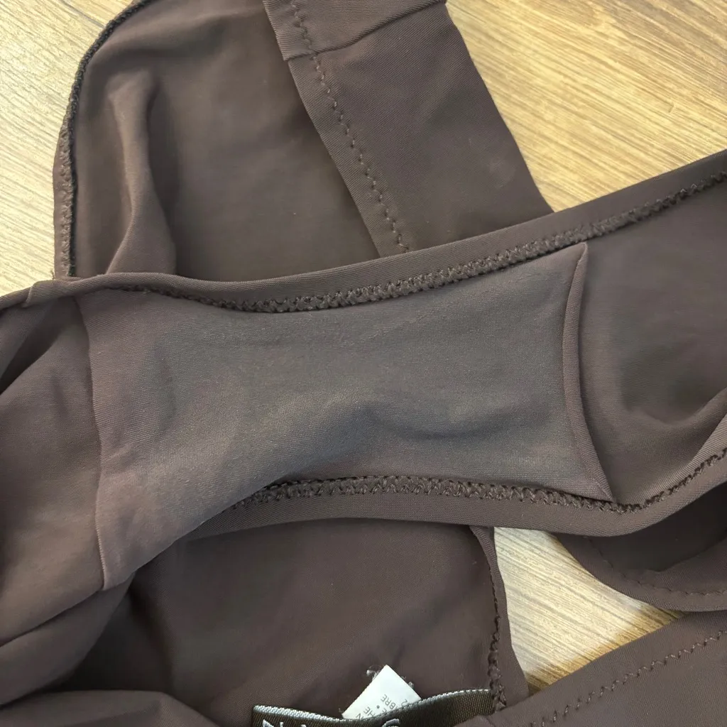 SHAN Triangle Ruffle Beaded Bikini Top & Bottom Swimsuit Set Brown Size 12 - Image 2