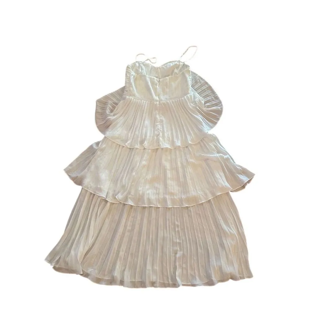 Lulus Women's Cascading Crush Tiered Bustier Midi Dress Size M Formal White - Image 10