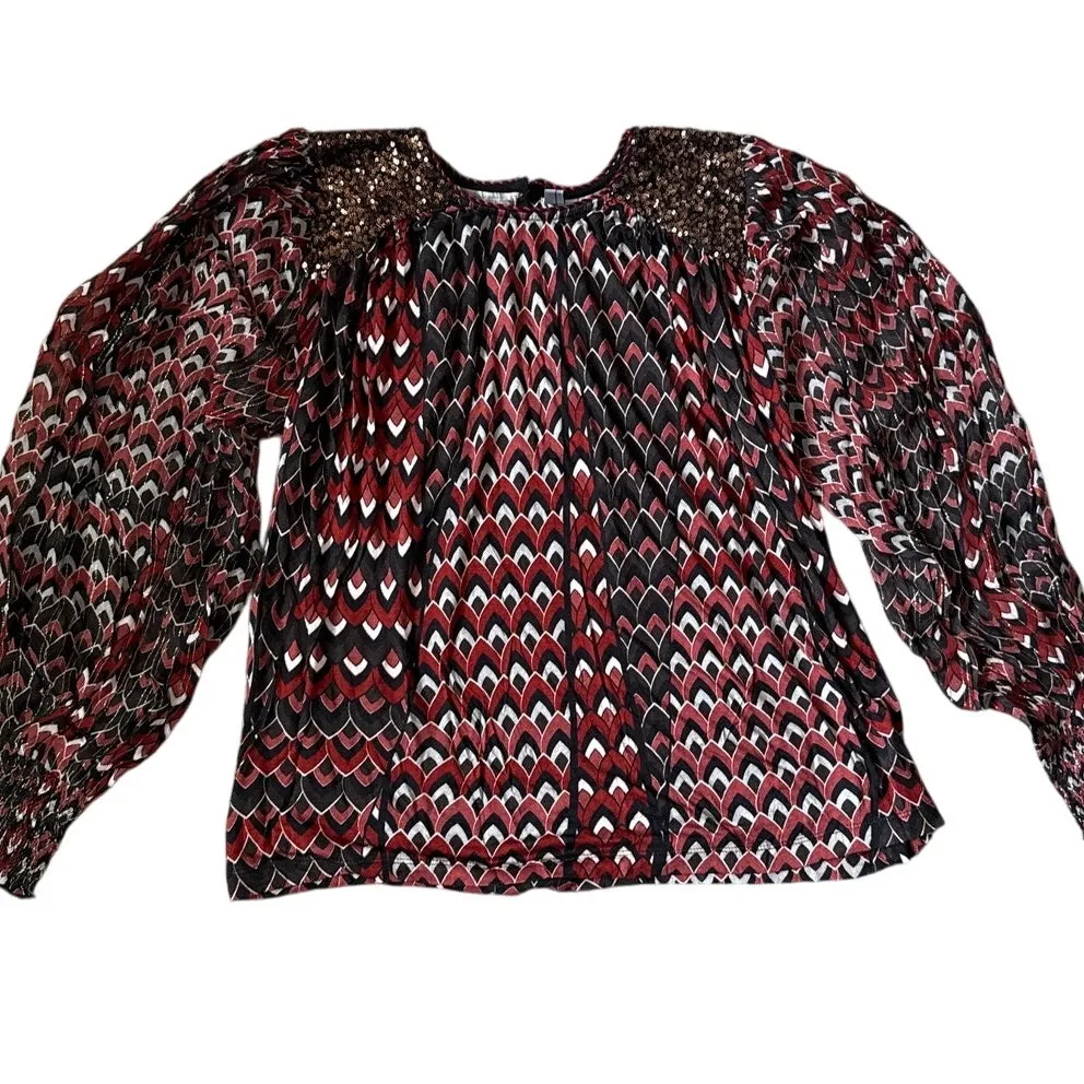 Bl^nk‎ London x Anthropologie Sequin-Embellished Top Wine Size Small - Image 7