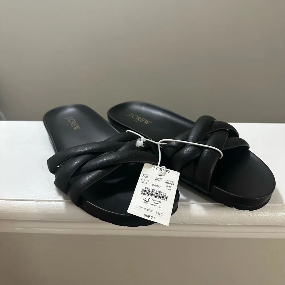 NWT J. Crew Crisscross Style BQ439 Black Slip On Slide Sandals Women’s Size 7 - Image 9