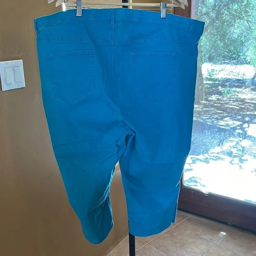 Catherines Turquoise Cropped Jeans Size 30W - Image 8