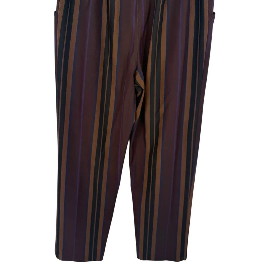 ZARA Women's Paperbag Waist Striped Cropped Trouser Pants Brown Size XS Modern - Image 10