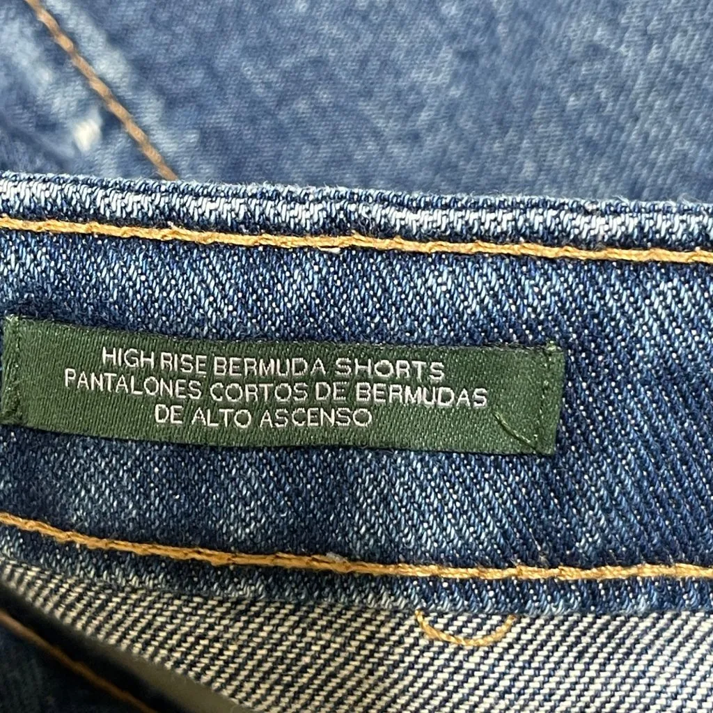 Wild Fable High Rise Bermuda Shorts Denim Jean Button Fly Size 10 Raw Hem - Image 5