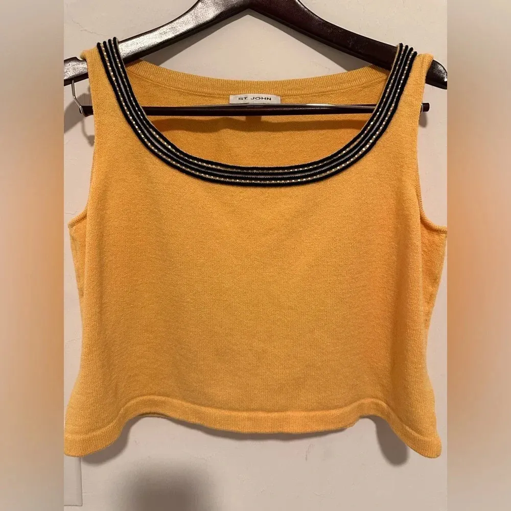 St John Yellow Cropped Top Sz L - Image 3