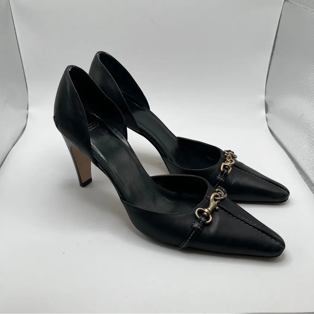 Vintage Coach Y2K leather heel with the iconic horsebit hardware size 8 black - Image 11