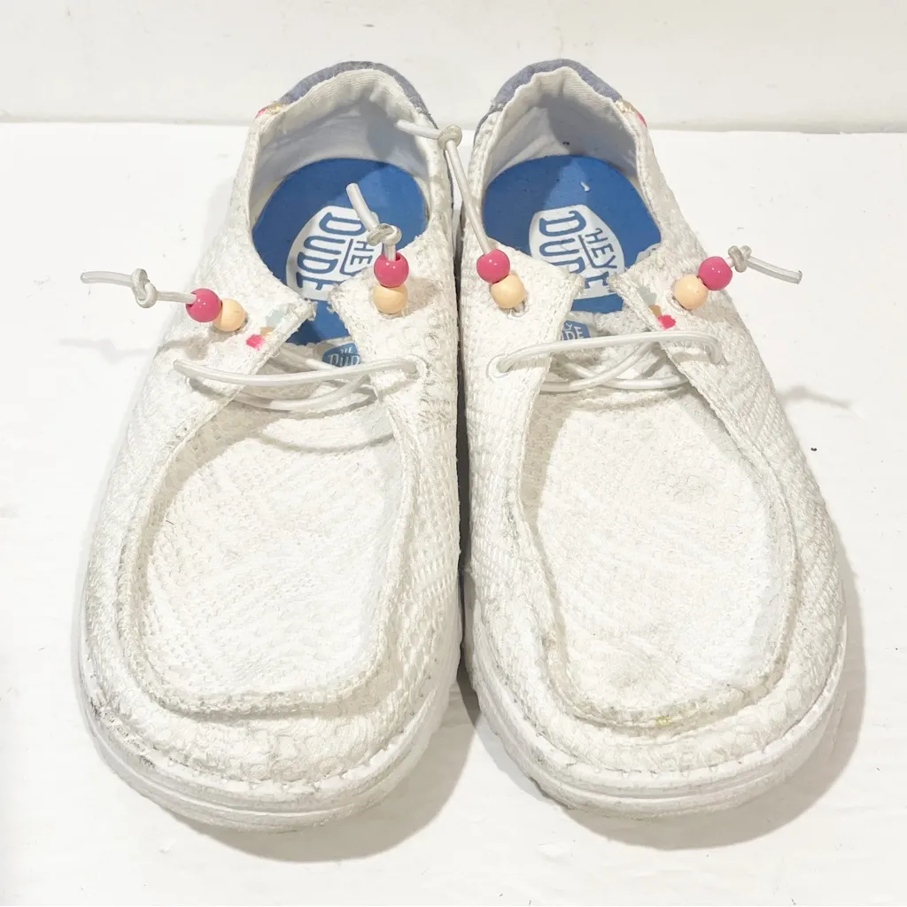 Hey Dude Wendy Womens‎ Size 9 White Boho Crochet Casual Shoes Slip On - Image 2