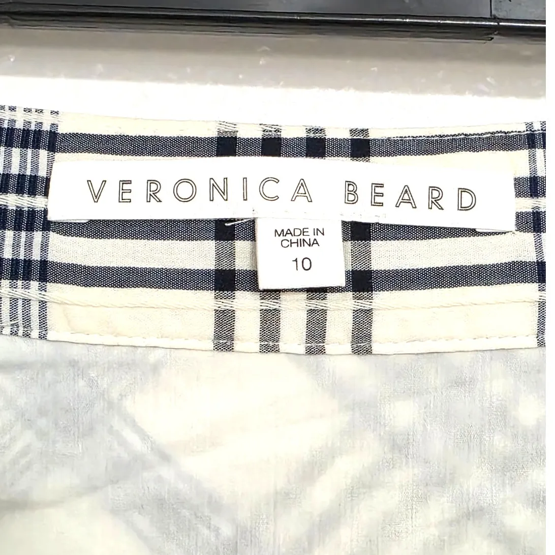Veronica Beard Kaia Embroidered Checked Cotton Blend Mini Skirt Blue Plaid 10 - Image 6