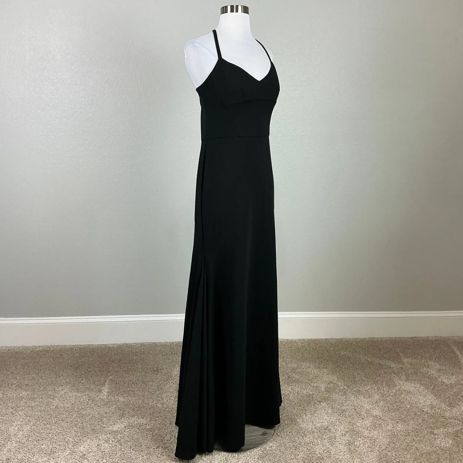 Vera Wang Backless Cut Out A-Line Long Evening Gown Black Size 4 Formal Dress - Image 3
