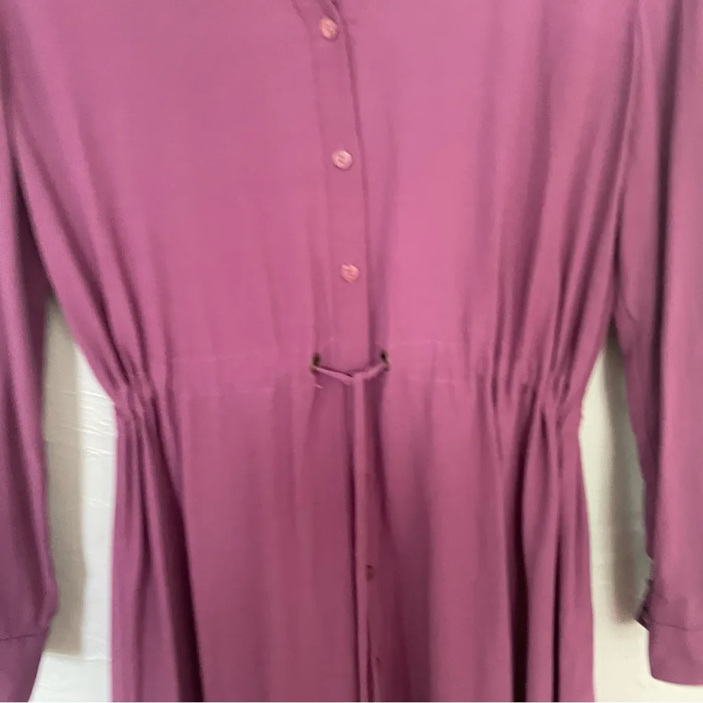 Eileen Fisher Purple Long Sleeve A-Line Minimalist Work Shirt Dress - Image 3