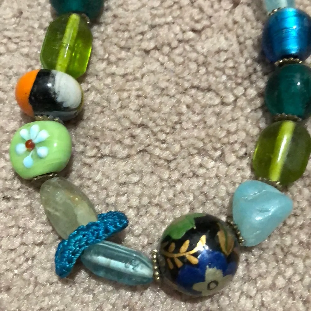 NWT BKE Buckle Necklace Blue Bead Floral - Image 2